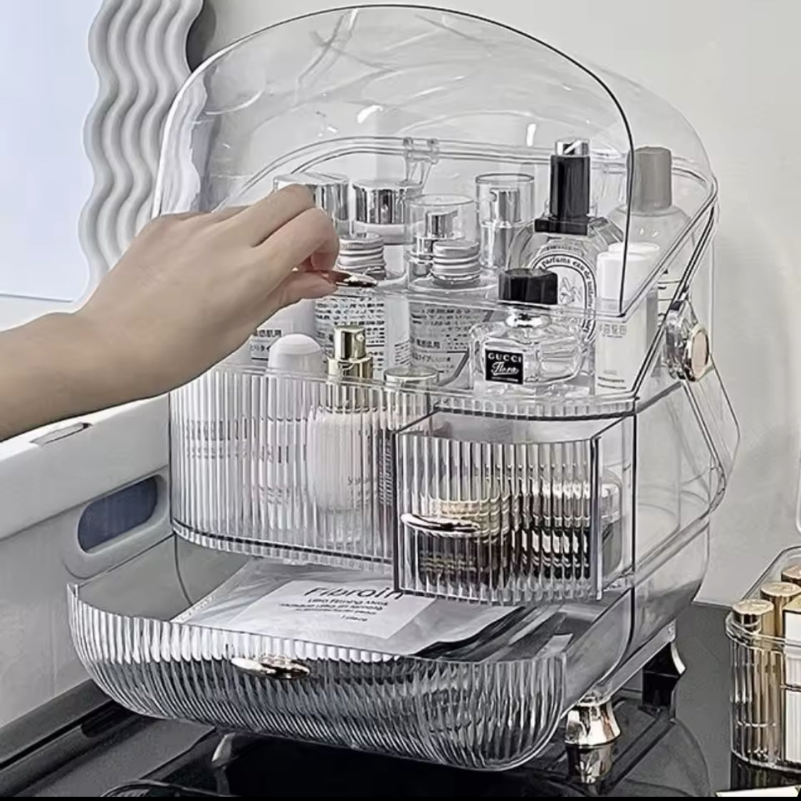 Cosmetic Storage Box, Transparent Desk Makeup Organizer Box, Cosmetic Jewellery Storage Drawer Cosmetic Storage Box, Transparent Desk Makeup Organizer Box, Cosmetic Jewellery Storage Drawer